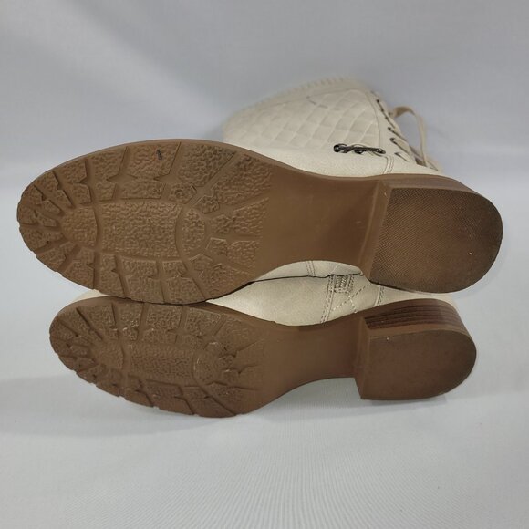 Allia Quilted Lace-Up Back Boot Bone Color Womens size 9 - Picture 8 of 8